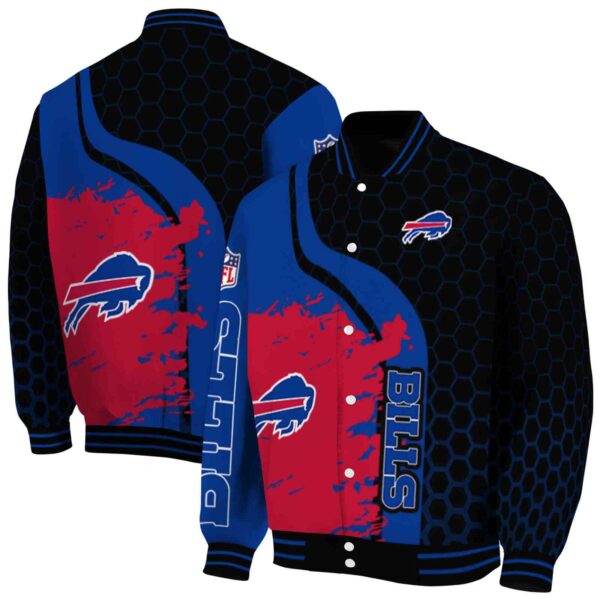 buffalo bills hexagonal pattern blue black jacket fashion forward