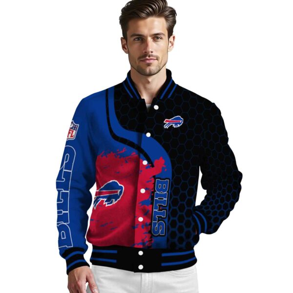 buffalo bills hexagonal pattern blue black jacket high quality