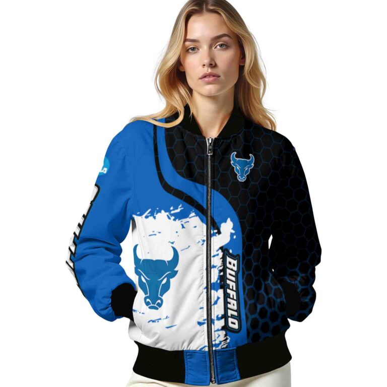 buffalo bulls hexagonal pattern royal blue black jacket latest model