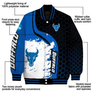 buffalo bulls hexagonal pattern royal blue black jacket new arrival