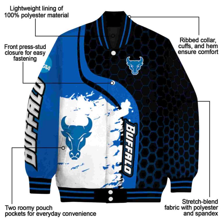 buffalo bulls hexagonal pattern royal blue black jacket new arrival