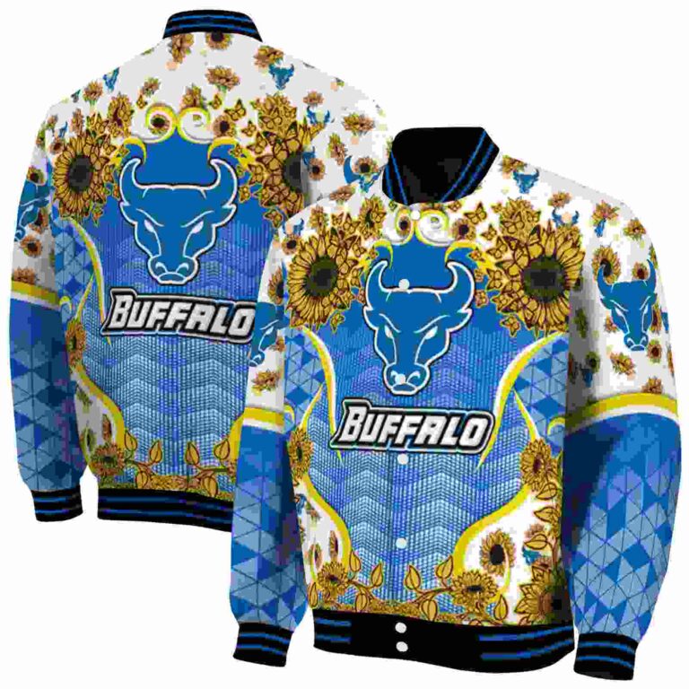 buffalo bulls sunflower bloom royal blue yellow jacket fashion forward