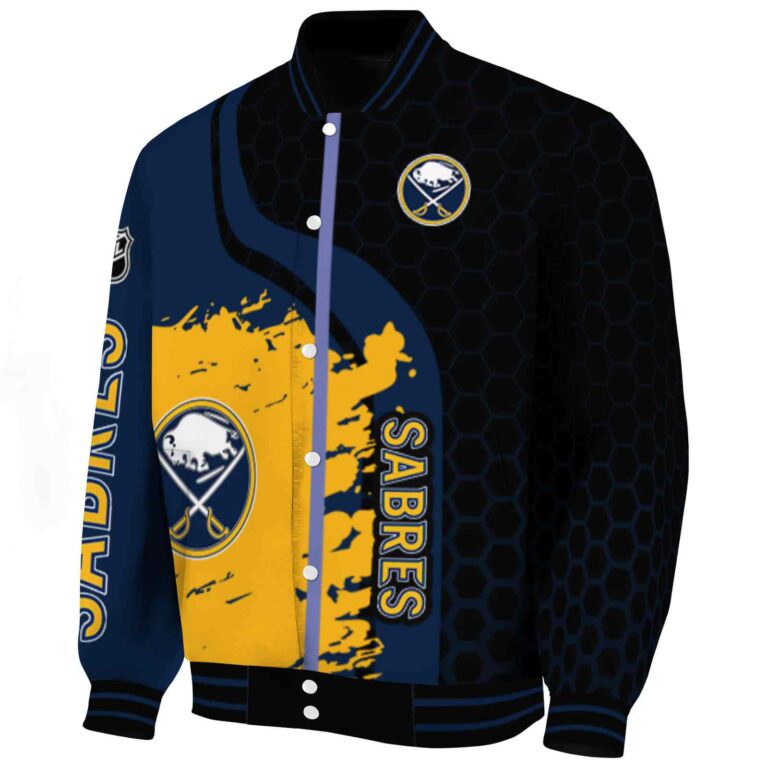 buffalo sabres hexagonal pattern navy blue black jacket best selling