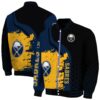 buffalo sabres hexagonal pattern navy blue black jacket fashion forward