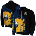 buffalo sabres hexagonal pattern navy blue black jacket best selling