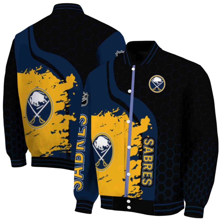 buffalo sabres hexagonal pattern navy blue black jacket fashion forward