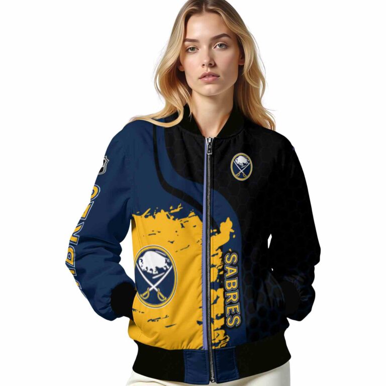 buffalo sabres hexagonal pattern navy blue black jacket latest model