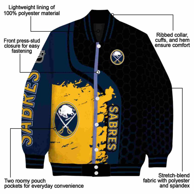 buffalo sabres hexagonal pattern navy blue black jacket new arrival
