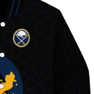 buffalo sabres hexagonal pattern navy blue black jacket premium grade