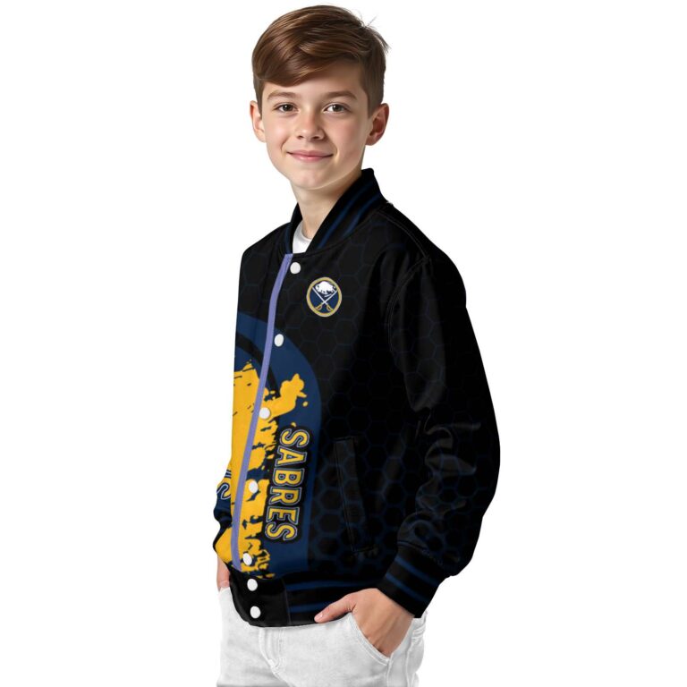 buffalo sabres hexagonal pattern navy blue black jacket trendy