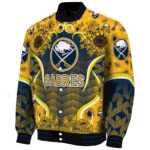 buffalo sabres sunflower bloom navy blue yellow jacket best selling