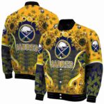 buffalo sabres sunflower bloom navy blue yellow jacket best selling