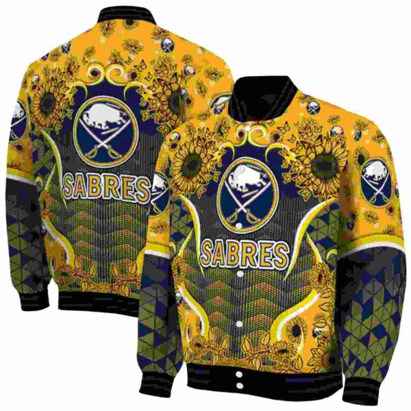 buffalo sabres sunflower bloom navy blue yellow jacket fashion forward