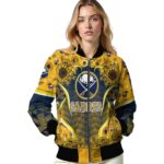 buffalo sabres sunflower bloom navy blue yellow jacket best selling