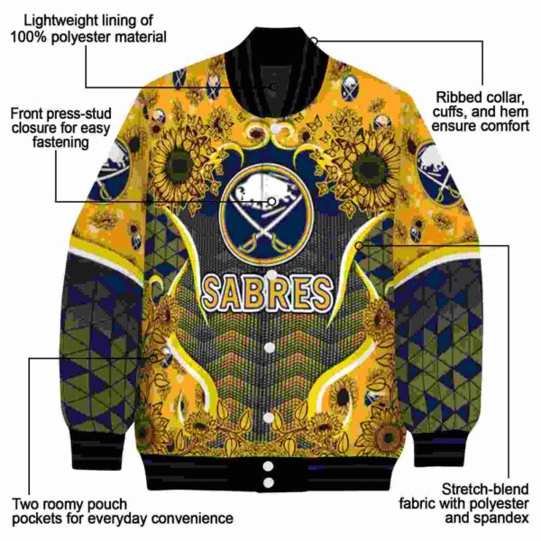 buffalo sabres sunflower bloom navy blue yellow jacket new arrival