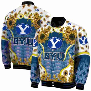 byu cougars sunflower bloom blue yellow jacket fashion forward