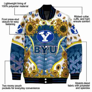byu cougars sunflower bloom blue yellow jacket new arrival