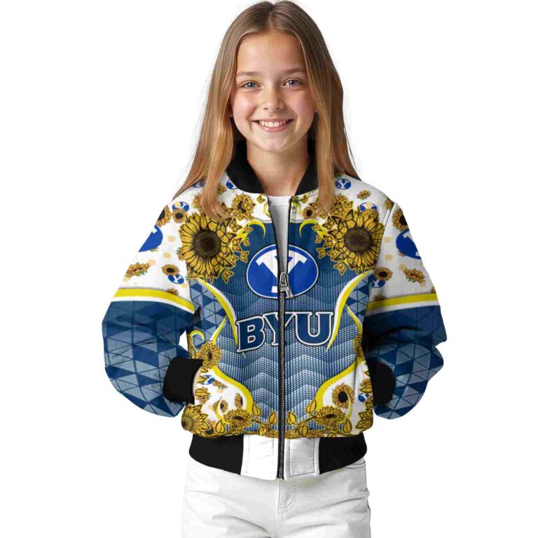 byu cougars sunflower bloom blue yellow jacket top rated