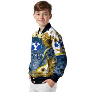 byu cougars sunflower bloom blue yellow jacket trendy