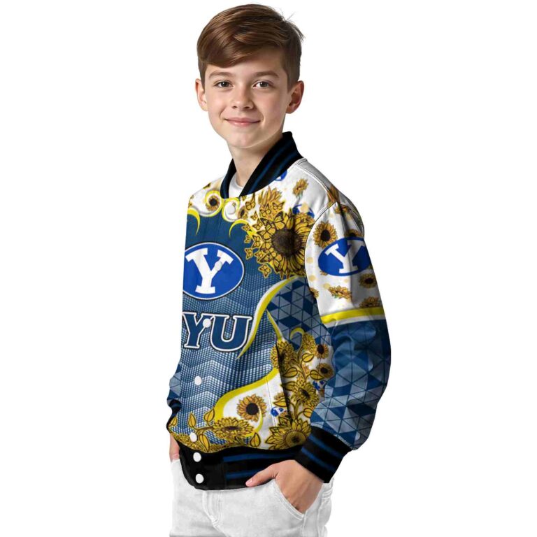 byu cougars sunflower bloom blue yellow jacket trendy