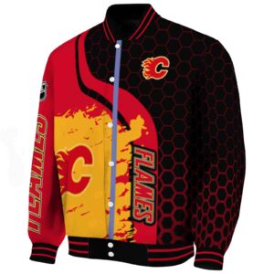 calgary flames hexagonal pattern red black jacket best selling