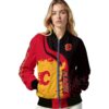 calgary flames hexagonal pattern red black jacket latest model