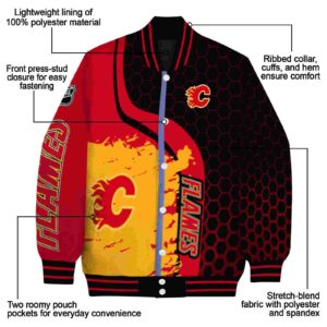 calgary flames hexagonal pattern red black jacket new arrival
