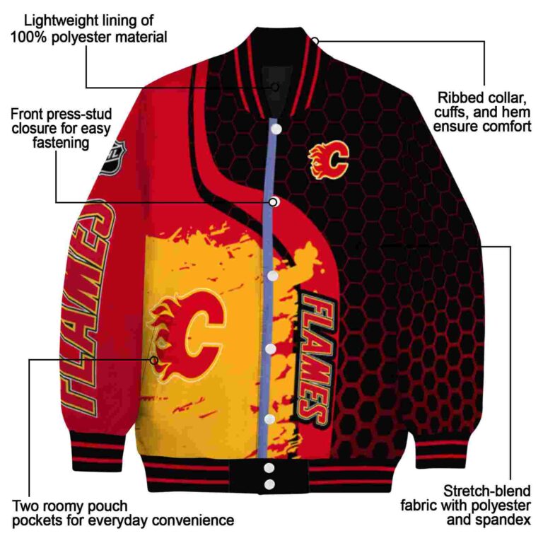 calgary flames hexagonal pattern red black jacket new arrival
