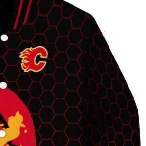 calgary flames hexagonal pattern red black jacket premium grade