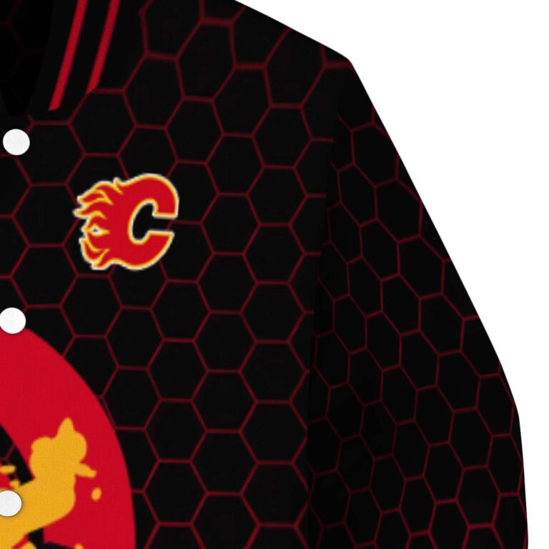 calgary flames hexagonal pattern red black jacket premium grade