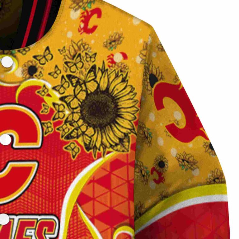 calgary flames sunflower bloom red yellow jacket premium grade