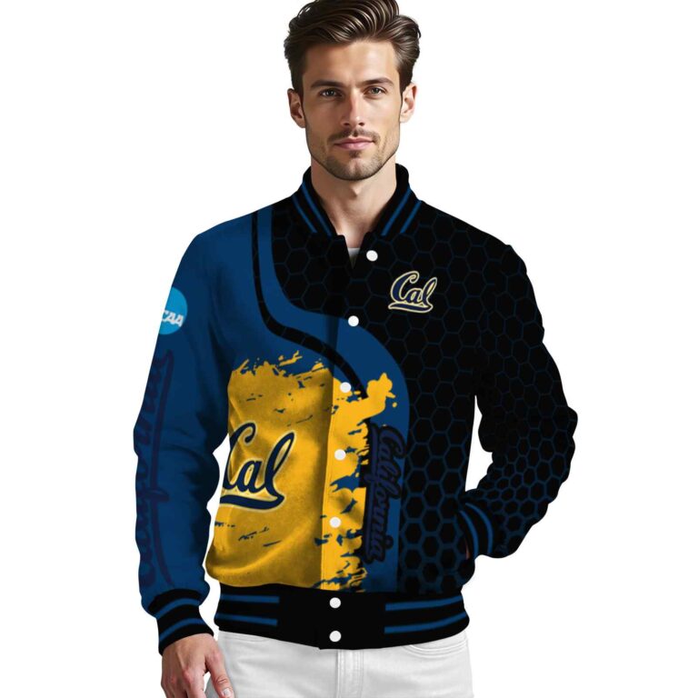 california golden bears hexagonal pattern blue black jacket high quality