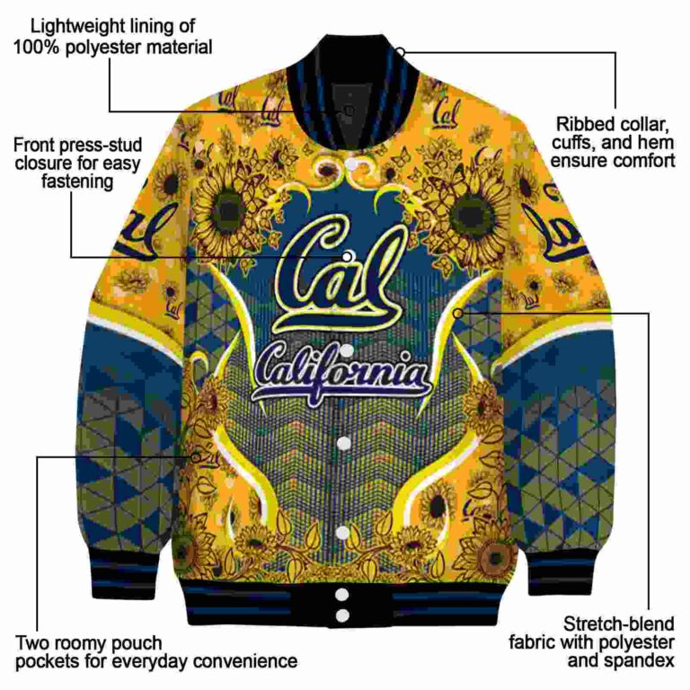 california golden bears sunflower bloom blue yellow jacket new arrival