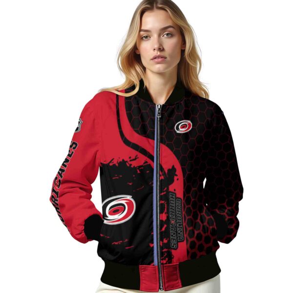 carolina hurricanes hexagonal pattern red black jacket latest model
