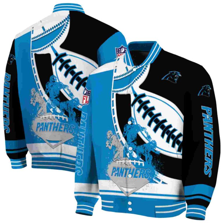 carolina panthers baseball stitching black white jacket fashion forward