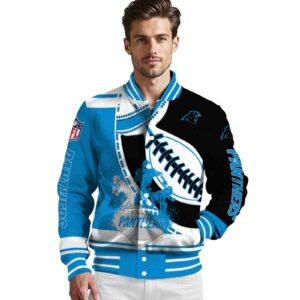 carolina panthers baseball stitching black white jacket high quality
