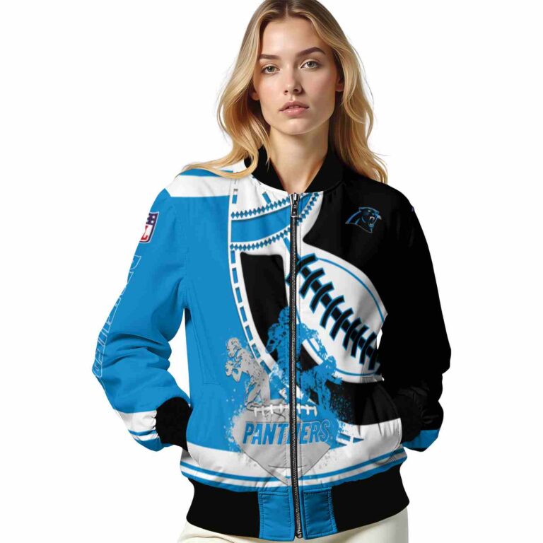 carolina panthers baseball stitching black white jacket latest model