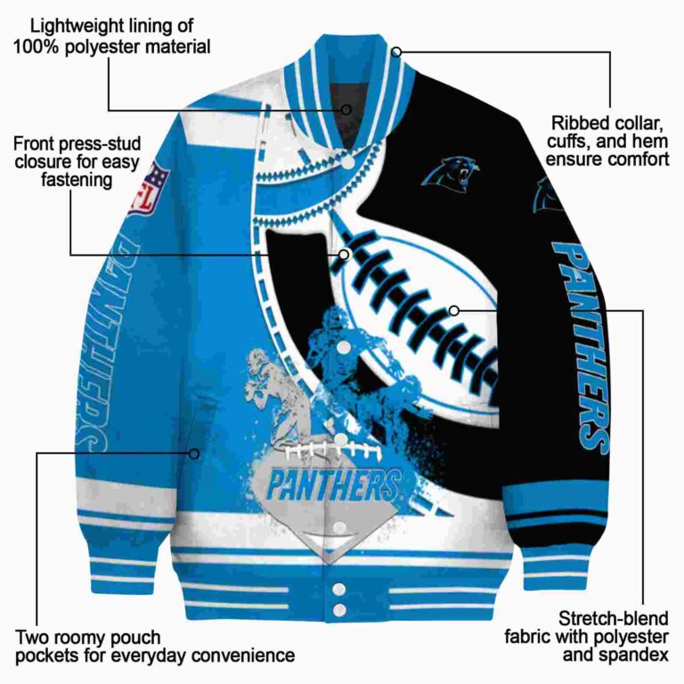 carolina panthers baseball stitching black white jacket new arrival