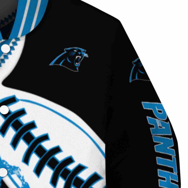 carolina panthers baseball stitching black white jacket premium grade
