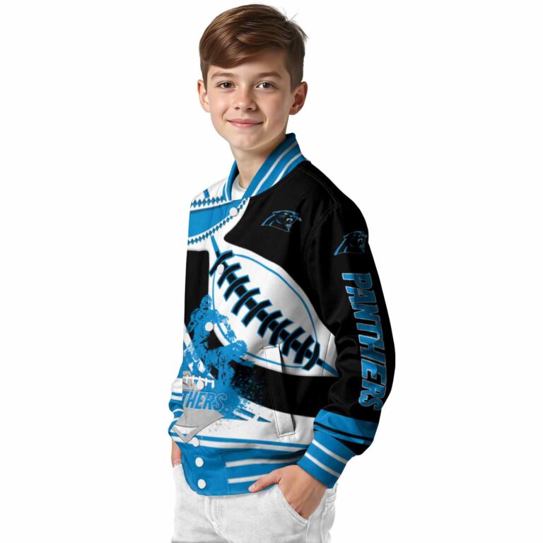 carolina panthers baseball stitching black white jacket trendy