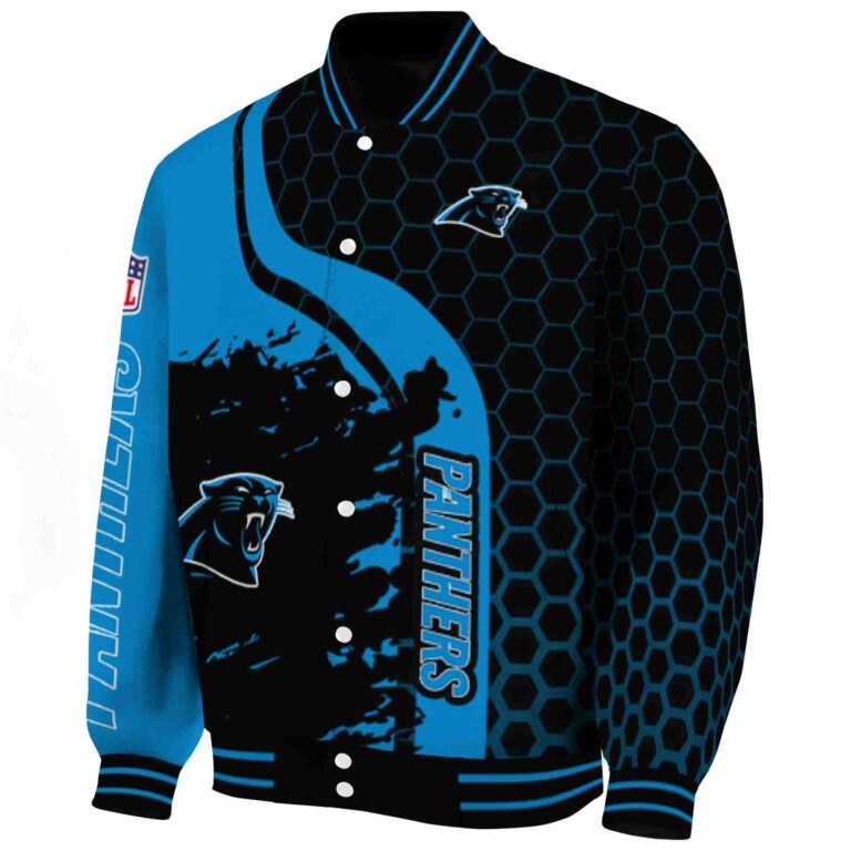carolina panthers hexagonal pattern blue black jacket best selling