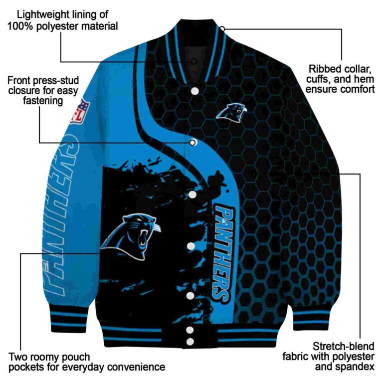 carolina panthers hexagonal pattern blue black jacket new arrival