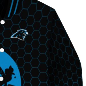 carolina panthers hexagonal pattern blue black jacket premium grade