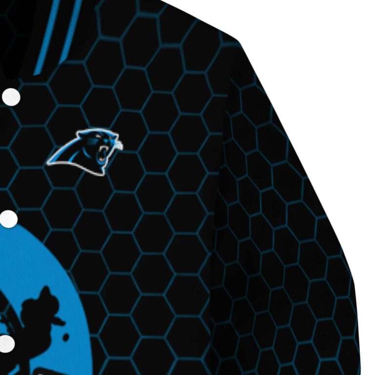 carolina panthers hexagonal pattern blue black jacket premium grade