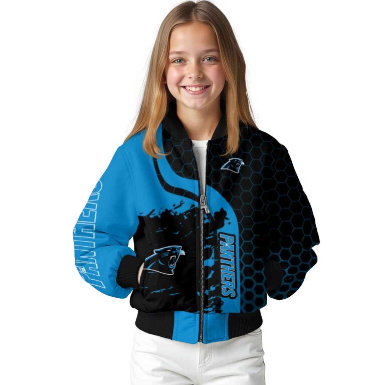 carolina panthers hexagonal pattern blue black jacket top rated