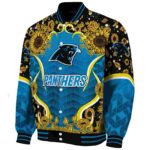 carolina panthers sunflower bloom blue yellow jacket best selling