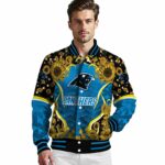 carolina panthers sunflower bloom blue yellow jacket best selling