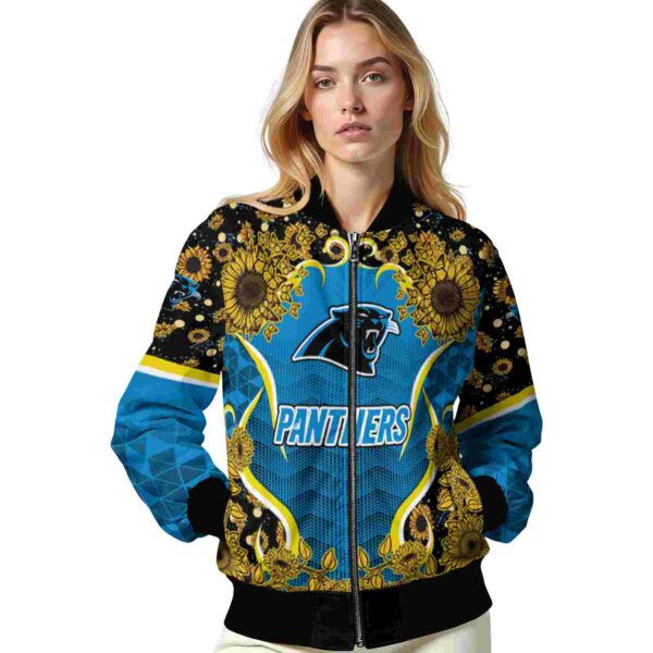 carolina panthers sunflower bloom blue yellow jacket latest model