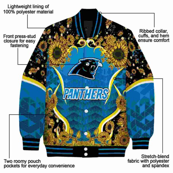 carolina panthers sunflower bloom blue yellow jacket new arrival