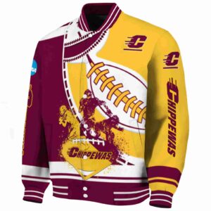 central michigan chippewas baseball stitching gold white jacket best selling